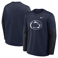 T-shirt Nike bleu marine Penn State Nittany Lions 2025 Sideline Coach Therma-FIT à manches longues pour homme
