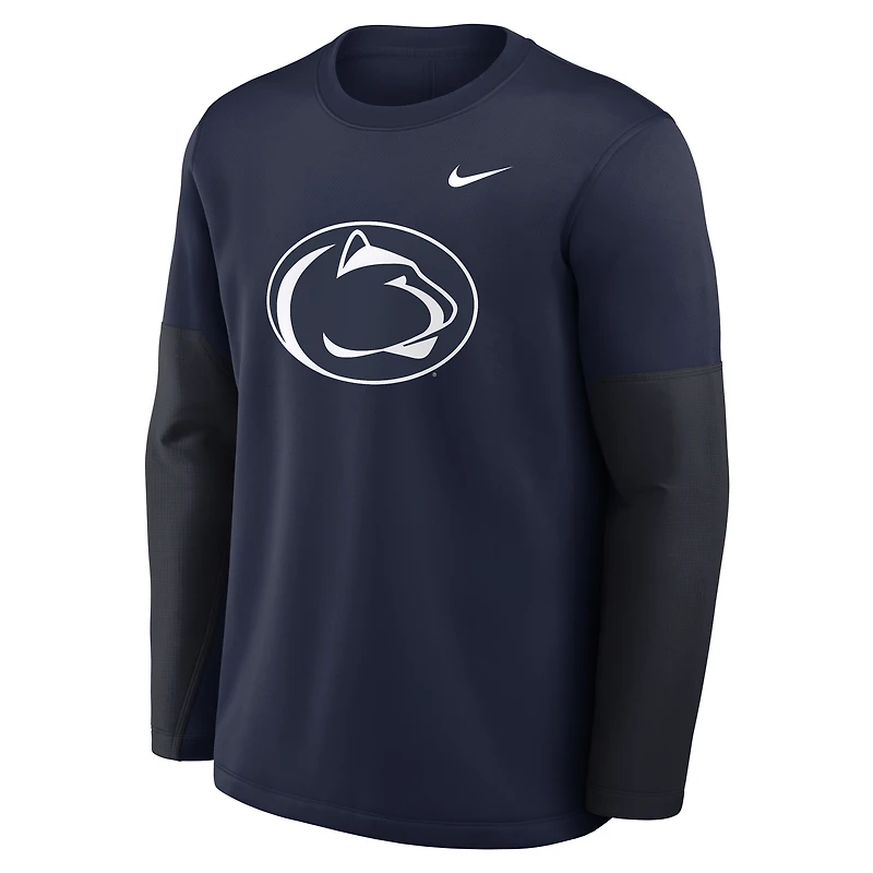 Men's Nike Navy Penn State Nittany Lions 2025 Sideline Coach Therma-FIT Long Sleeve T-Shirt