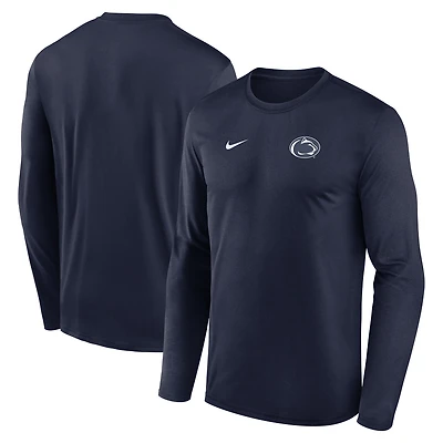 Men's Nike Navy Penn State Nittany Lions 2026 Sideline Small Logo Legend Dri-FIT Long Sleeve T-Shirt