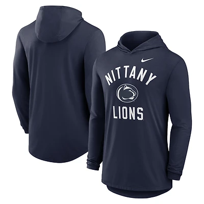 Men's Nike Navy Penn State Nittany Lions Classic Arch Tri-Blend Dri-FIT Long Sleeve Hoodie T-Shirt