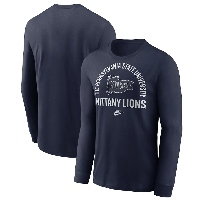 T-shirt à manches longues Nike pour homme, bleu marine, Penn State Nittany Lions Legacy Arched Logo