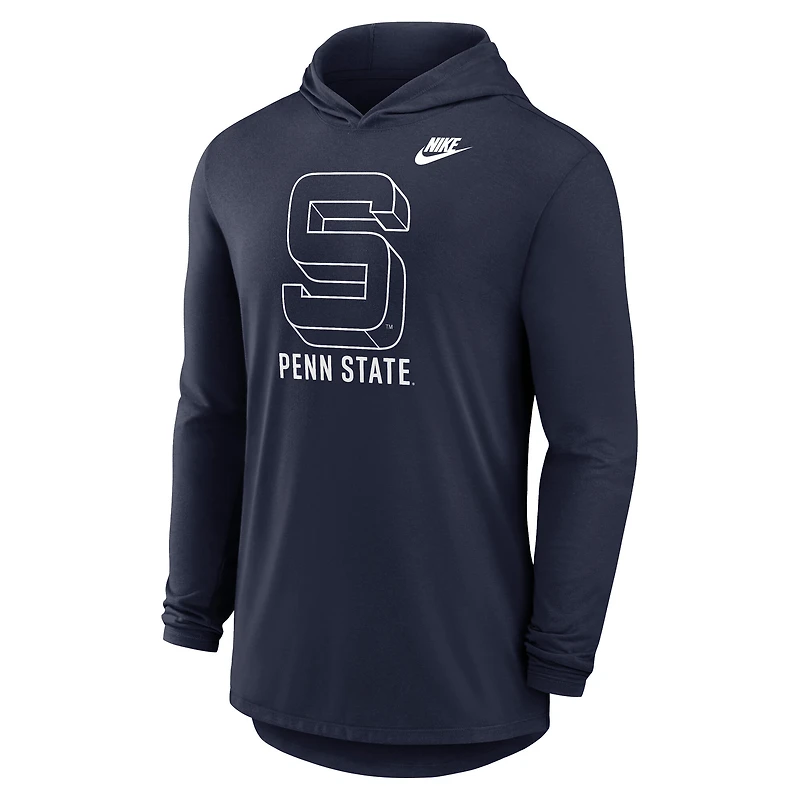 Men's Nike Navy Penn State Nittany Lions Legacy Tri-Blend Dri-FIT Long Sleeve Hoodie T-Shirt