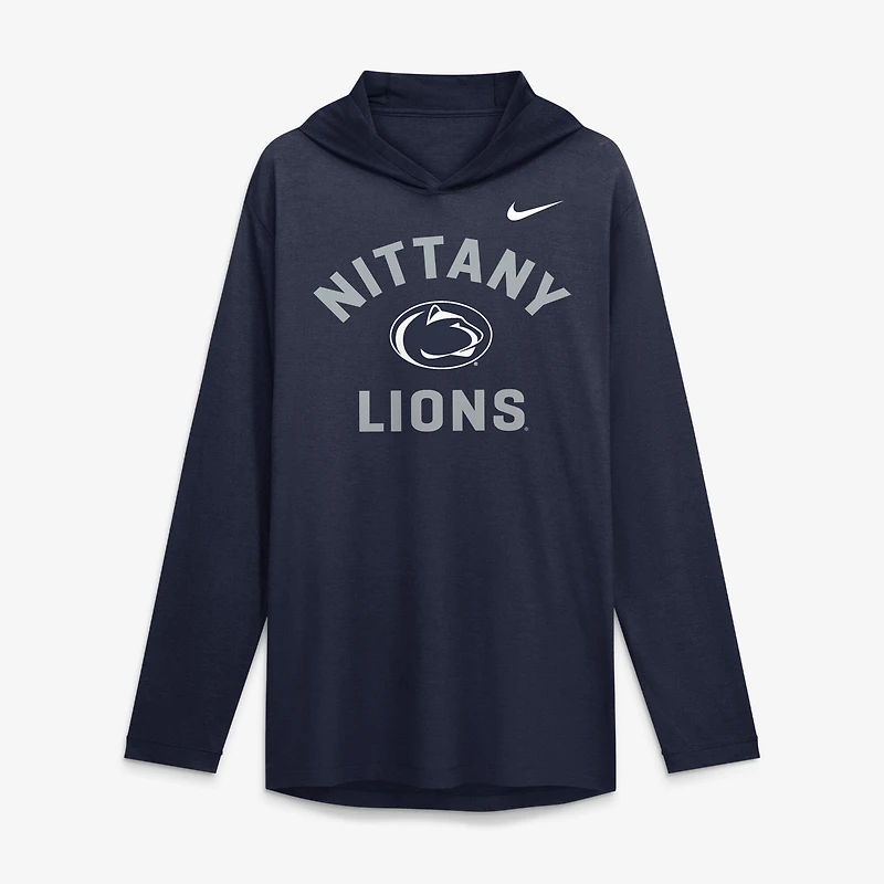 Men's Nike Navy Penn State Nittany Lions Primetime Arch Tri-Blend Dri-FIT Long Sleeve Hooded T-Shirt