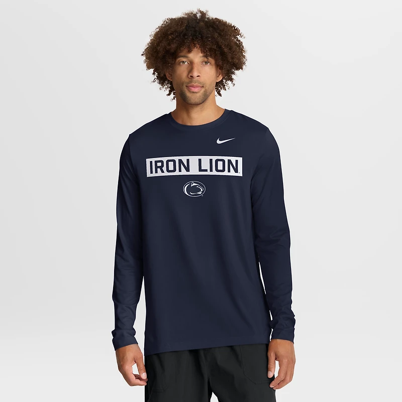 T-shirt Nike bleu marine Penn State Nittany Lions Primetime Campus 2-Hit Legend Dri-FIT à manches longues pour homme