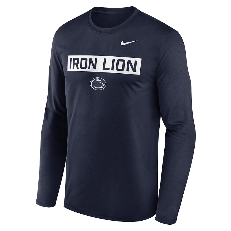 T-shirt Nike bleu marine Penn State Nittany Lions Primetime Campus 2-Hit Legend Dri-FIT à manches longues pour homme