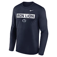 T-shirt Nike bleu marine Penn State Nittany Lions Primetime Campus 2-Hit Legend Dri-FIT à manches longues pour homme
