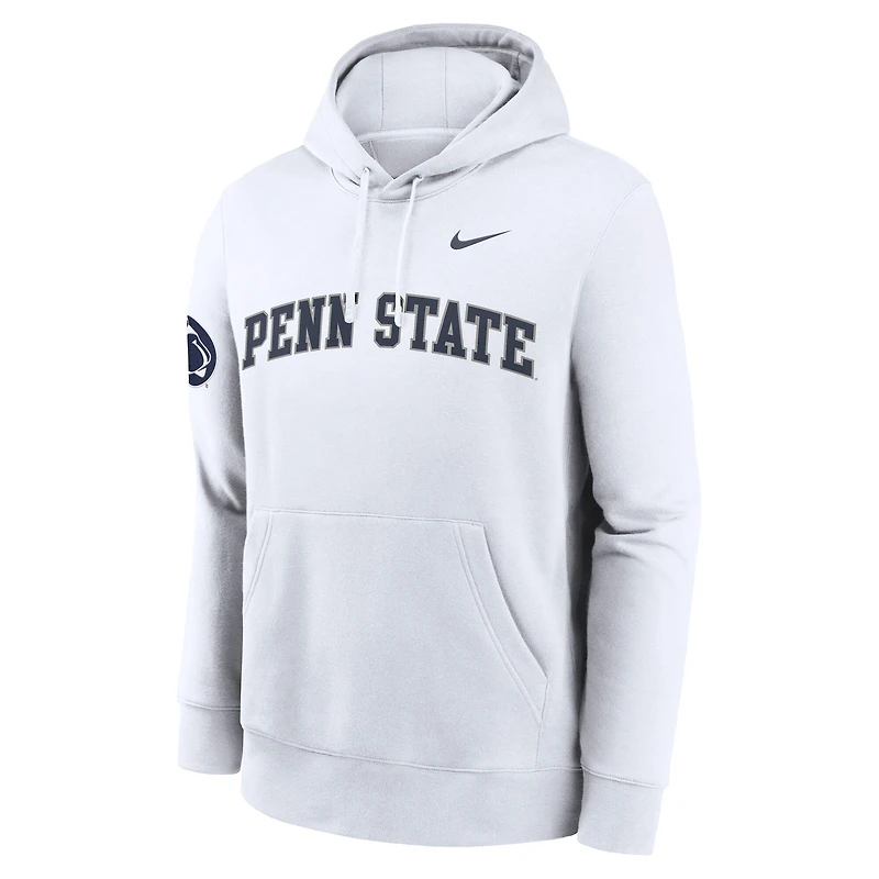 Men's Nike White Penn State Nittany Lions 2025 Sideline Club Fleece Pullover Hoodie