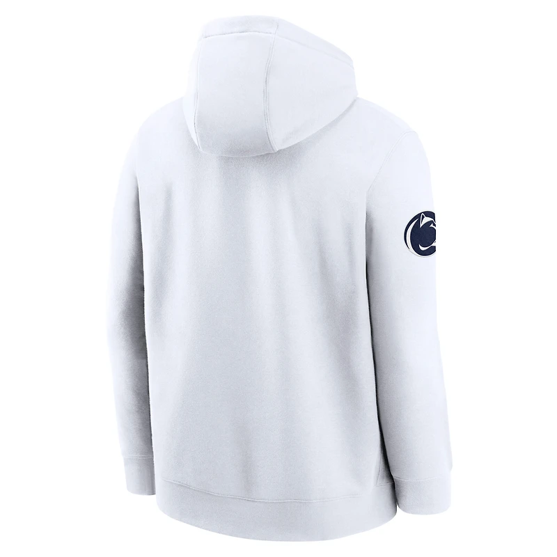 Men's Nike White Penn State Nittany Lions 2025 Sideline Club Fleece Pullover Hoodie