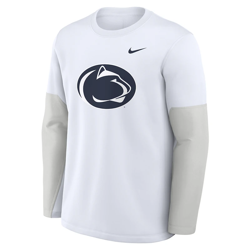 T-shirt Nike blanc à manches longues Penn State Nittany Lions 2025 Sideline Coach Therma-FIT pour homme