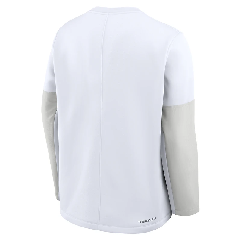 T-shirt Nike blanc à manches longues Penn State Nittany Lions 2025 Sideline Coach Therma-FIT pour homme