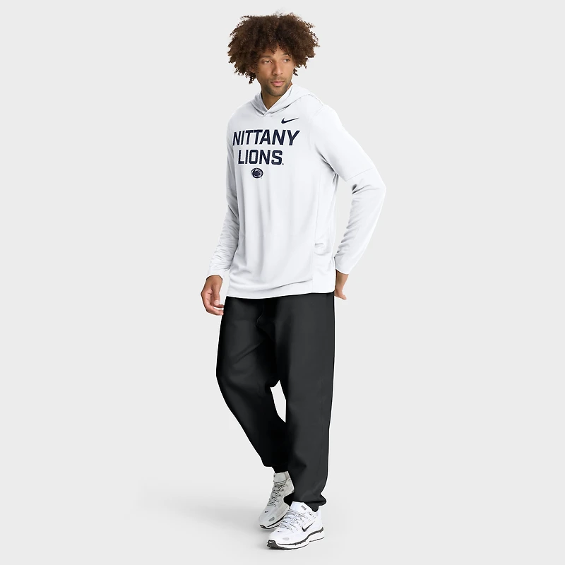 Men's Nike White Penn State Nittany Lions 2025 Sideline Dri-FIT Long Sleeve Hoodie T-Shirt