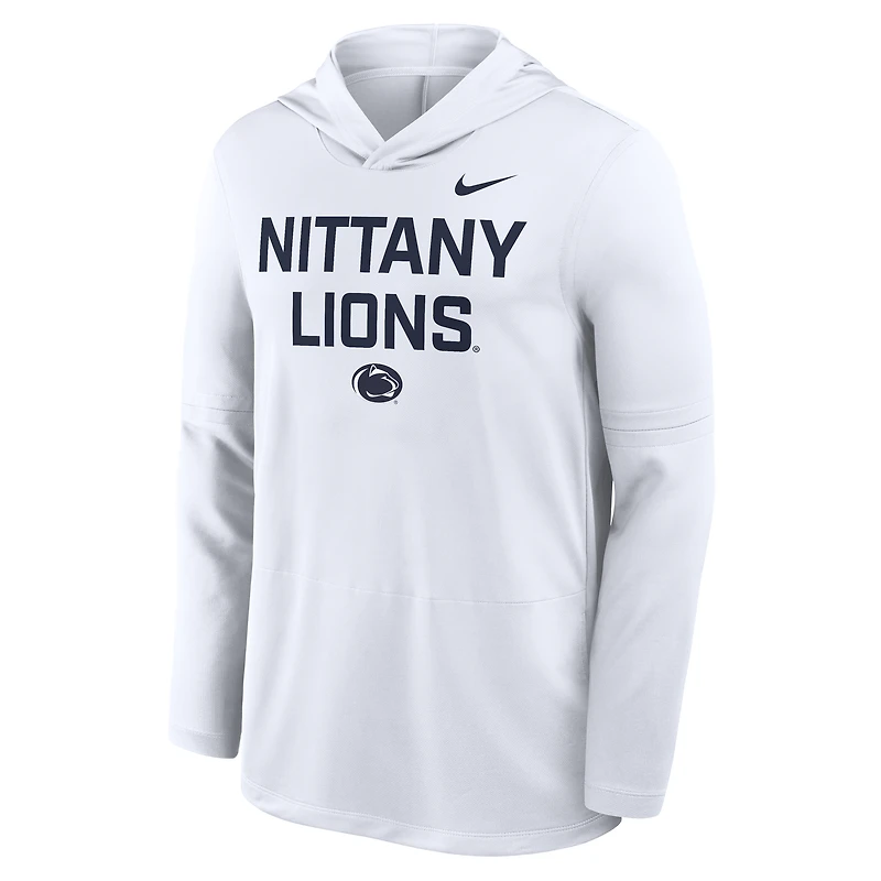 Men's Nike White Penn State Nittany Lions 2025 Sideline Dri-FIT Long Sleeve Hoodie T-Shirt