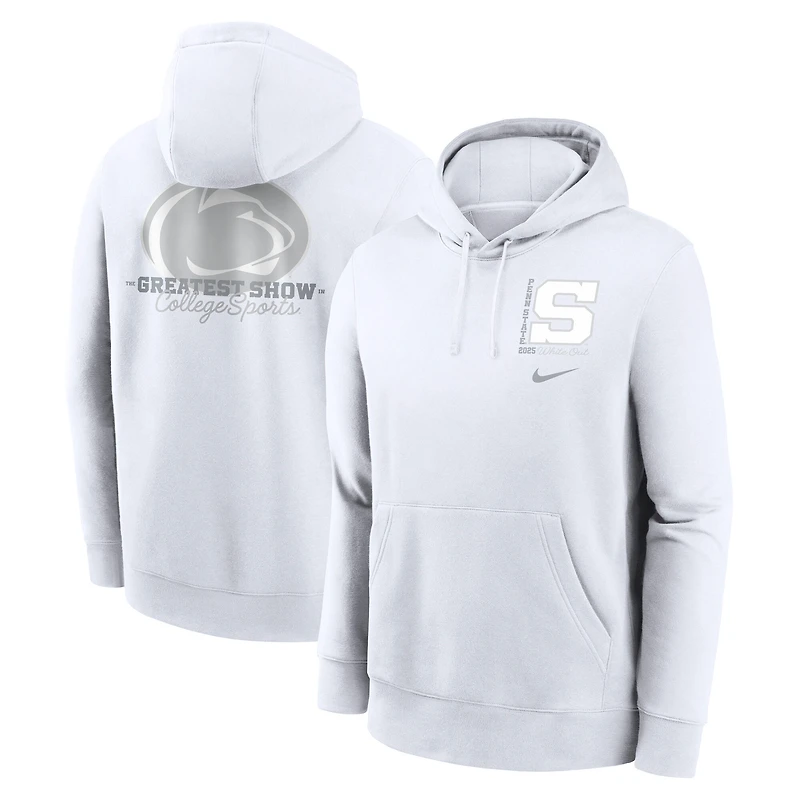 Sweat à capuche Nike blanc Penn State Nittany Lions 2025 White Out Club Fleece pour homme