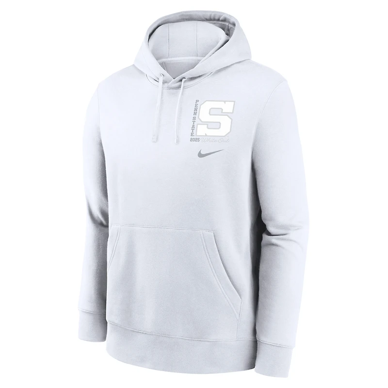 Sweat à capuche Nike blanc Penn State Nittany Lions 2025 White Out Club Fleece pour homme
