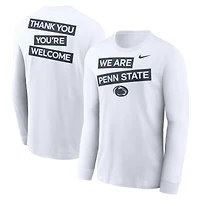 T-shirt Nike blanc à manches longues pour homme, Penn State Nittany Lions, motif classique deux coups