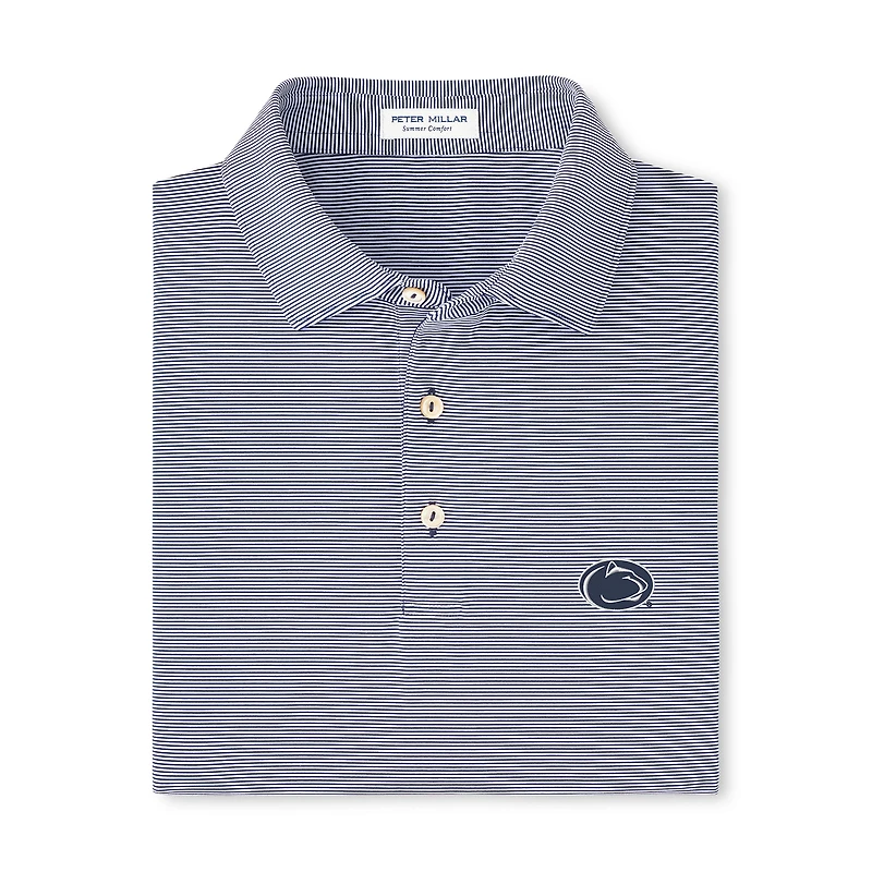 Men's Peter Millar  Navy Penn State Nittany Lions Jubilee Stripe Stretch Jersey Polo