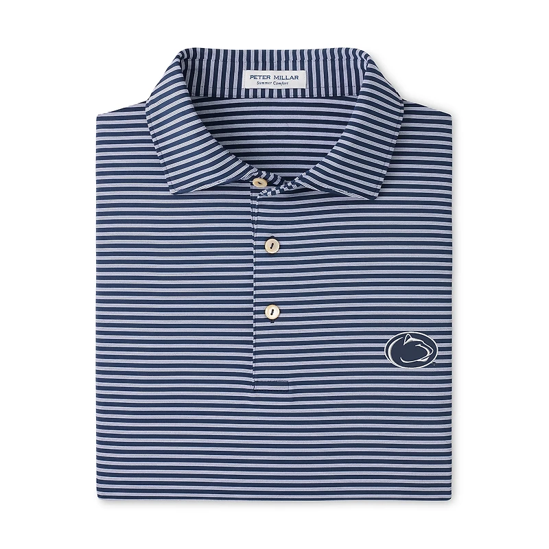 Polo rayé Peter Millar bleu marine Penn State Nittany Lions Tiebreaker Performance Jersey pour homme