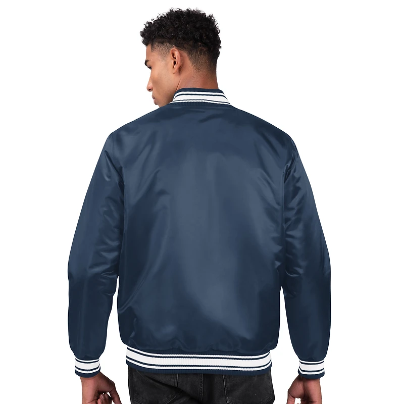 Men's Starter Navy Penn State Nittany Lions Core Satin Varsity Full-Snap Jacket