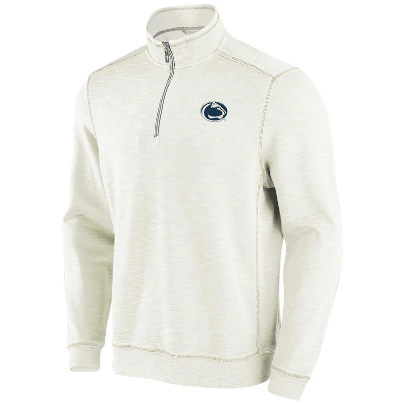 Men's Tommy Bahama Cream Penn State Nittany Lions Tobago Bay Half-Zip Tri-Blend Top