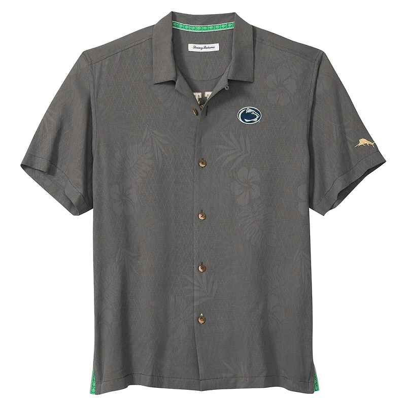 Men's Tommy Bahama Gray Penn State Nittany Lions Catch of the Day Camp IslandZone Button-Up Shirt