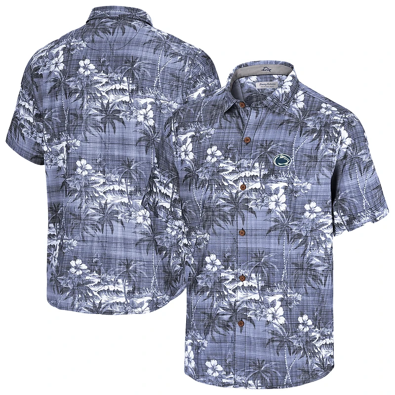 Men's Tommy Bahama Navy Penn State Nittany Lions Coconut Point Palmetta IslandZone Camp Button-Up Shirt