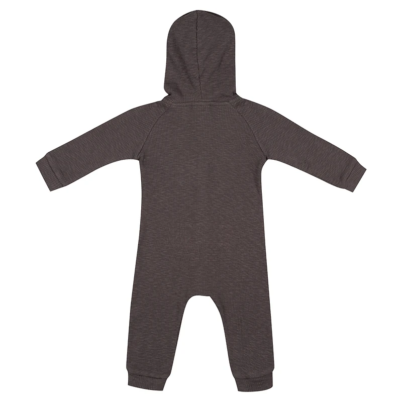 Newborn & Infant Colosseum Charcoal Penn State Nittany Lions Zando-Zan Waffle Full-Snap Hooded Romper