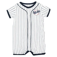 Newborn & Infant Colosseum White Penn State Nittany Lions Pinstripe Dusty Romper