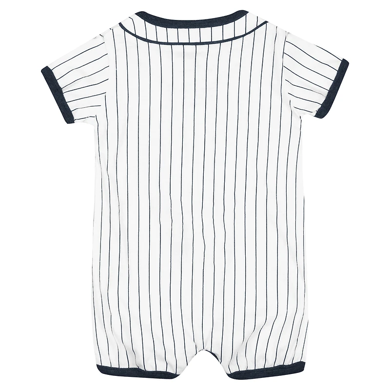 Newborn & Infant Colosseum White Penn State Nittany Lions Pinstripe Dusty Romper