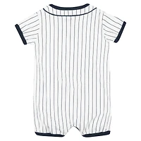 Newborn & Infant Colosseum White Penn State Nittany Lions Pinstripe Dusty Romper