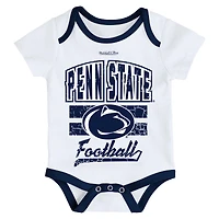 Ensemble de 3 bodys, bavoirs et chaussons pour nouveau-né bébé Mitchell & Ness White Penn State Nittany Lions