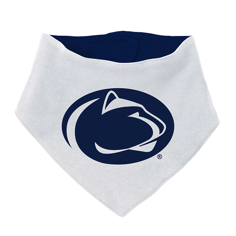 Ensemble de 3 bodys, bavoirs et chaussons pour nouveau-né bébé Mitchell & Ness White Penn State Nittany Lions