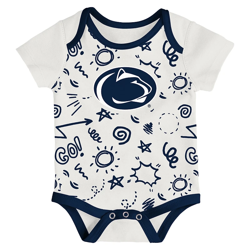 Ensemble de trois bodies pour nouveau-né et nourrisson Penn State Nittany Lions, jouer toute la journée