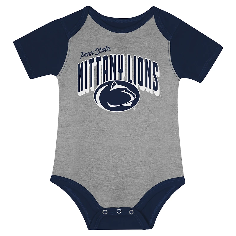 Ensemble body, bavoir et bonnet à revers Penn State Nittany Lions pour nouveau-né nourrisson