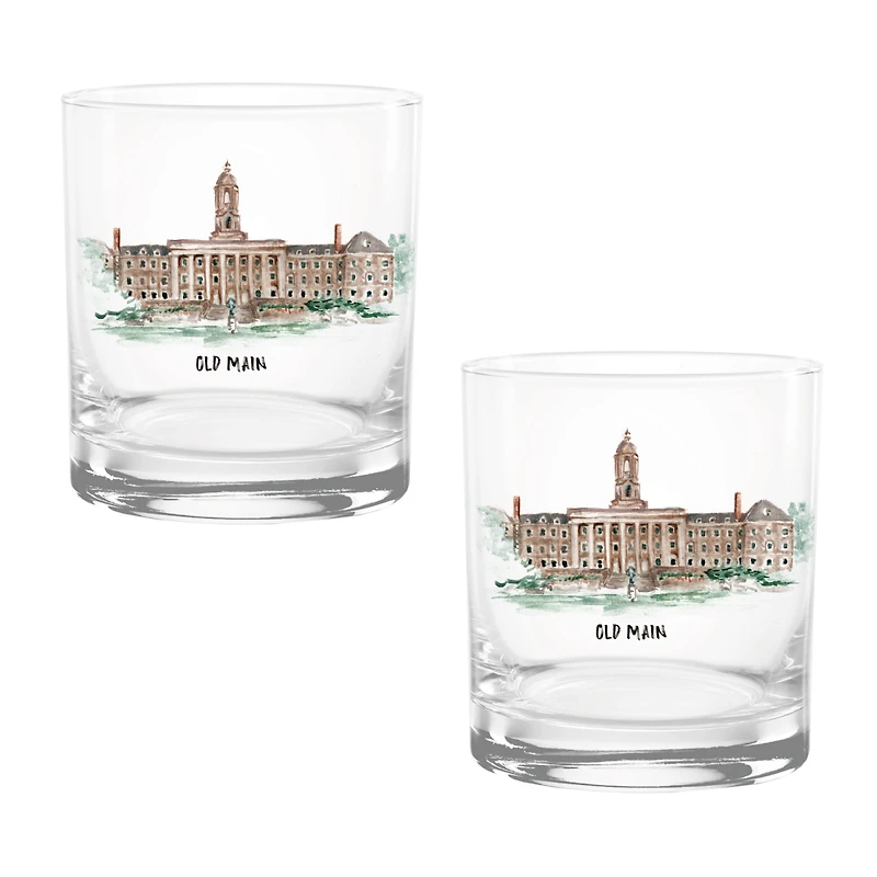 Lot de 2 verres à whisky aquarelles Laura Wilcox des Nittany Lions de Penn State, 14 oz