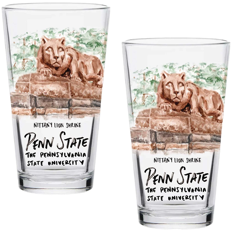 Penn State Nittany Lions Laura Wilcox Watercolors 16oz Pint Glass 2-Pack