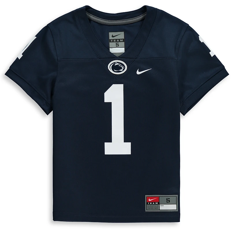 Maillot de football réplique l'équipe Nike Penn State Nittany Lions #1 bleu marine pour enfants d'âge préscolaire