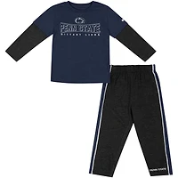 Ensemble t-shirt et pantalon à manches longues Colosseum bleu marine/noir Penn State Nittany Lions pour tout-petit