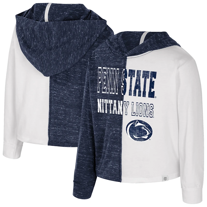 Sweat à capuche en tricot bleu marine Colosseum Penn State Nittany Lions Gals pour tout-petits