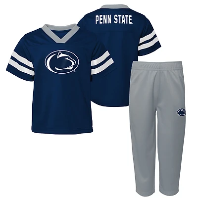 Toddler Outerstuff Navy/Gray Penn State Nittany Lions Red Zone Two-Piece V-Neck Top and Pants Set