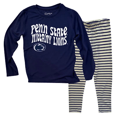 Toddler Wes & Willy  Penn State Nittany Lions Long Sleeve Top and Striped Tri-Blend Leggings Set