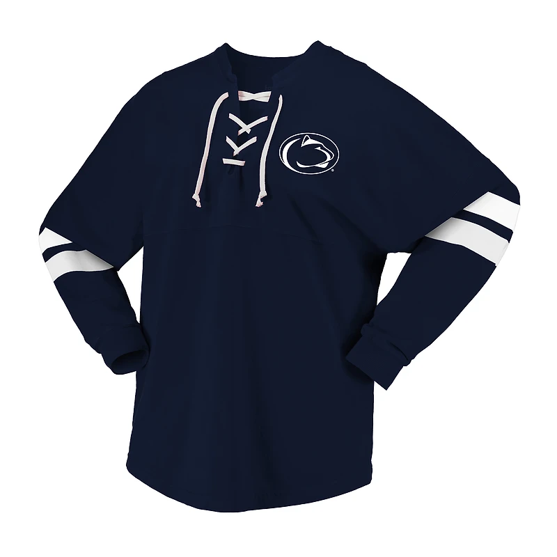 Unisex Spirit Jersey Navy Penn State Nittany Lions Lace-Up V-Neck Long Sleeve T-Shirt