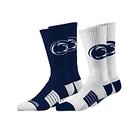 Lot de 2 paires de chaussettes mi-mollet unisexes Strideline Penn State Nittany Lions en tricot de qualité supérieure