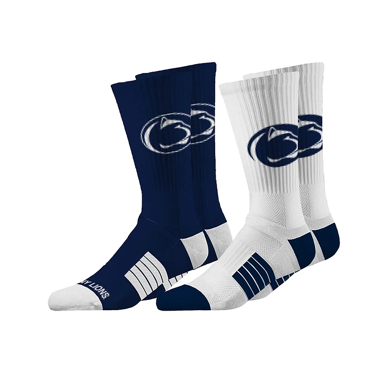 Lot de 2 paires de chaussettes mi-mollet unisexes Strideline Penn State Nittany Lions en tricot de qualité supérieure