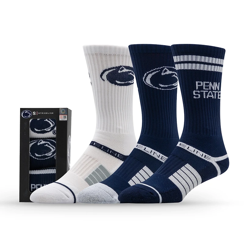 Lot de trois paires de chaussettes unisexes en tricot de qualité supérieure Strideline Penn State Nittany Lions