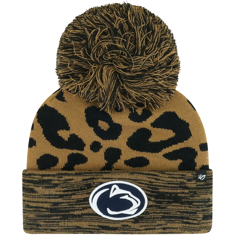 Bonnet en tricot à revers rosette '47 kaki Penn State Nittany Lions pour femmes avec pompon