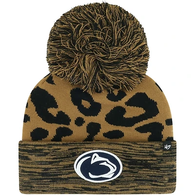 Bonnet en tricot à revers rosette '47 kaki Penn State Nittany Lions pour femmes avec pompon