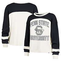 Women's '47  Cream Penn State Nittany Lions Double Header Curve Raglan Long Sleeve T-Shirt