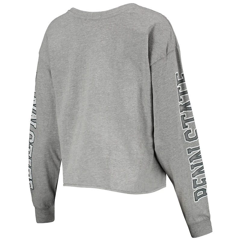 T-shirt court à manches longues Penn State Nittany Lions Ultra Max Parkway '47 gris chiné pour femme