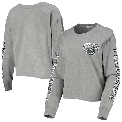 T-shirt court à manches longues Penn State Nittany Lions Ultra Max Parkway '47 gris chiné pour femme