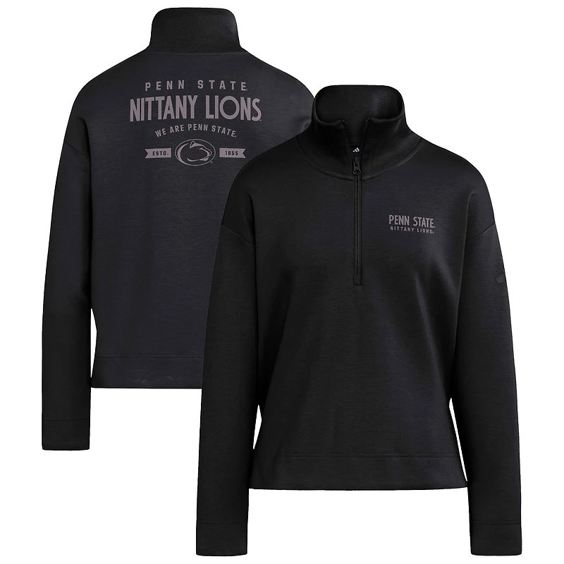 Haut adidas Penn State Nittany Lions Soft Lux à quart de zip noir pour femme